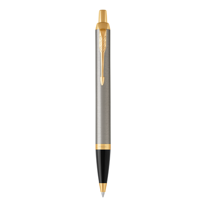Parker IM Ballpoint Pen - Brushed Metal Gold Trim
