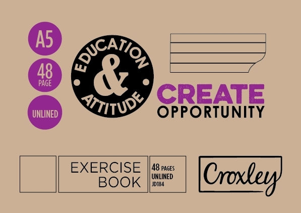 CROXLEY Exercise Book A5 48Pg Unruled (Pack Of 25)