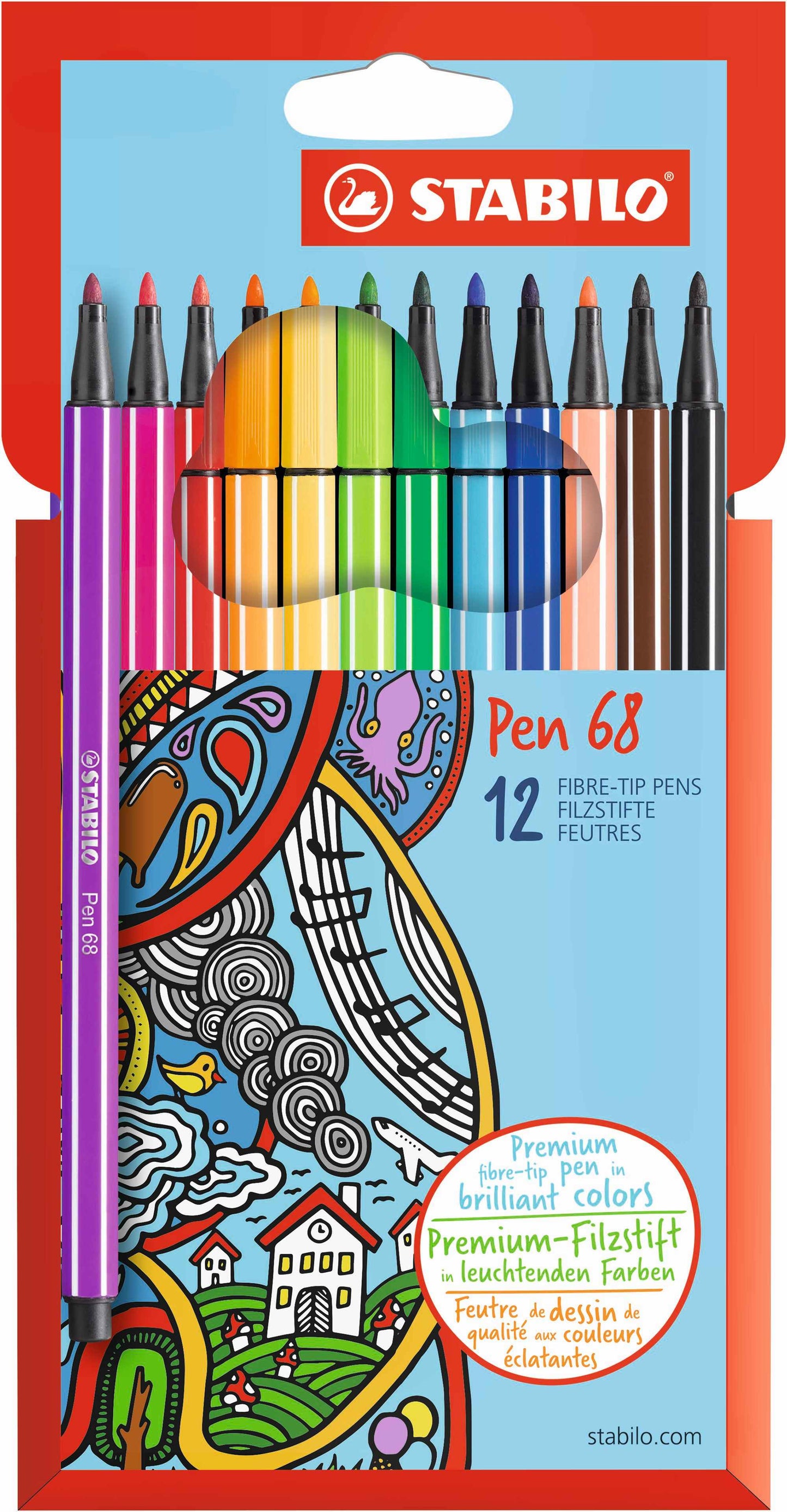 STABILO Pen 68 Assorted Box 12's