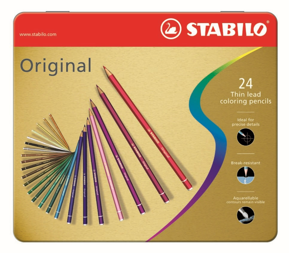 STABILO Original Colour Pencil Assorted Metal Box 24's