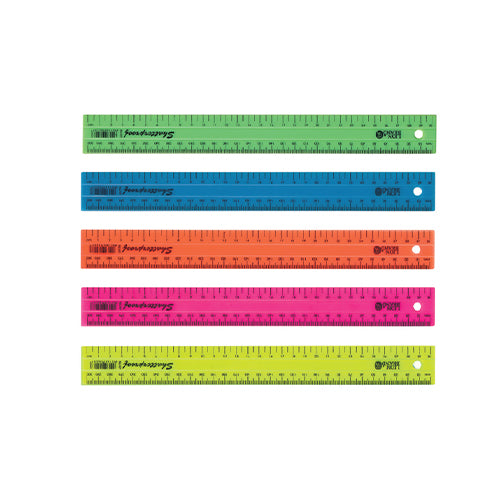 LION BRAND Ruler 30cm Ass NEON Shatterproof Pack of 10