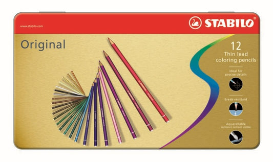 STABILO Original Colour Pencil Assorted Metal Box 12's