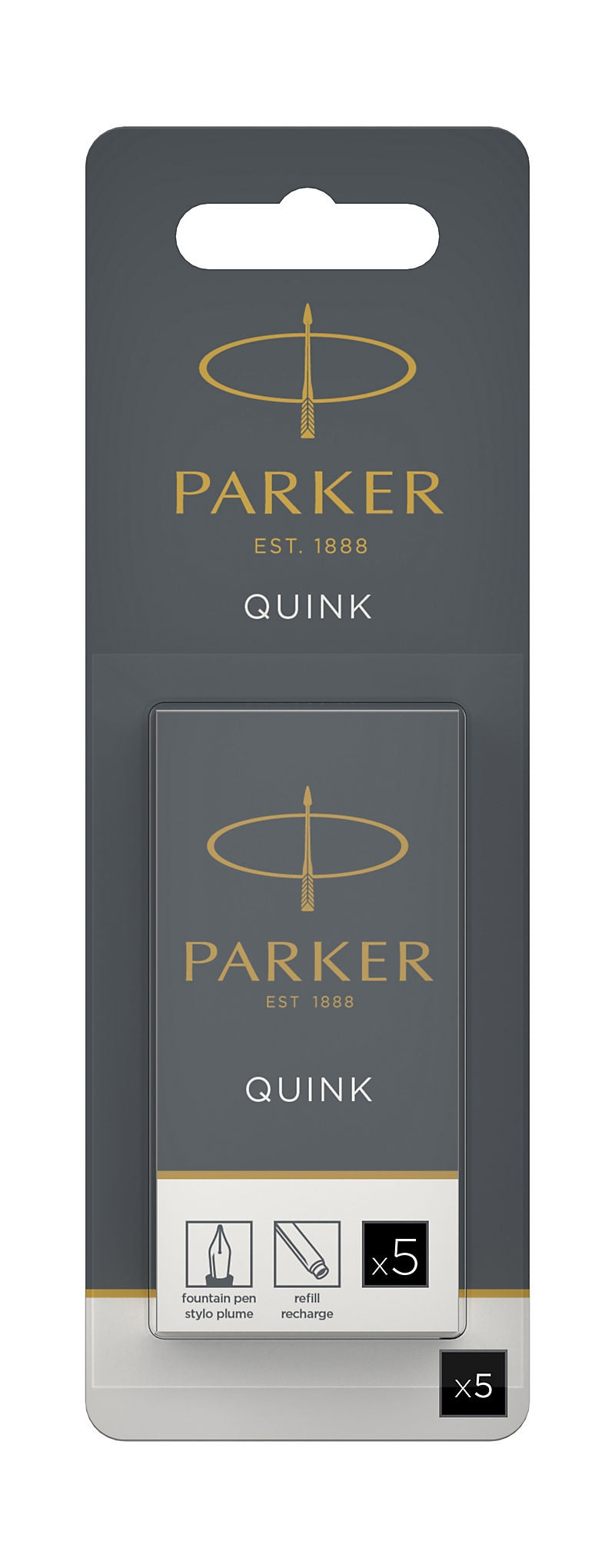 PARKER Fountain Pen Ink Cartridge Carded 5s - Black