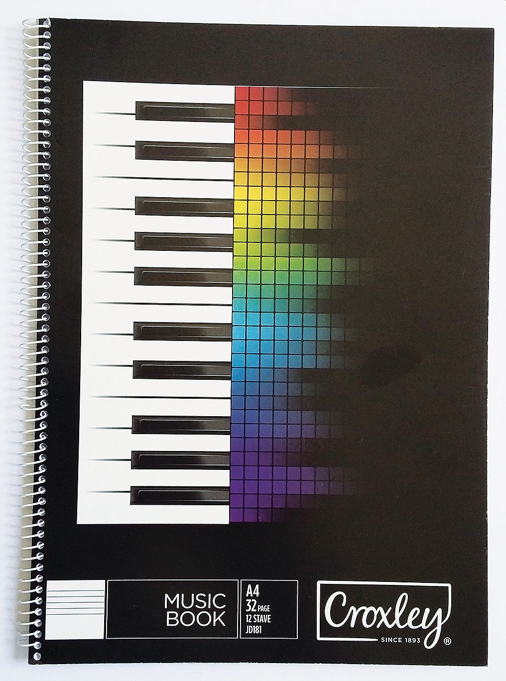 CROXLEY JD181  32 Page 12 Stave Music Book Wire Bound Pack of 10