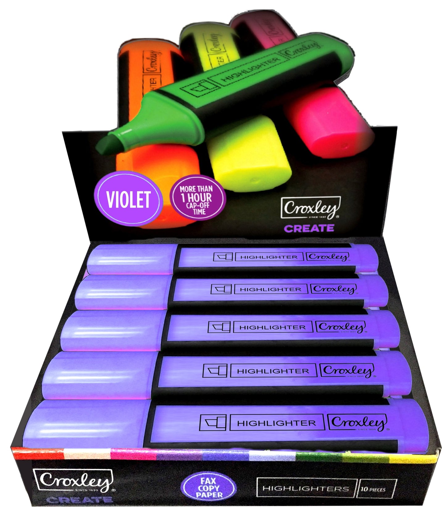 CROXLEY CREATE Violet Highlighters Box of 10