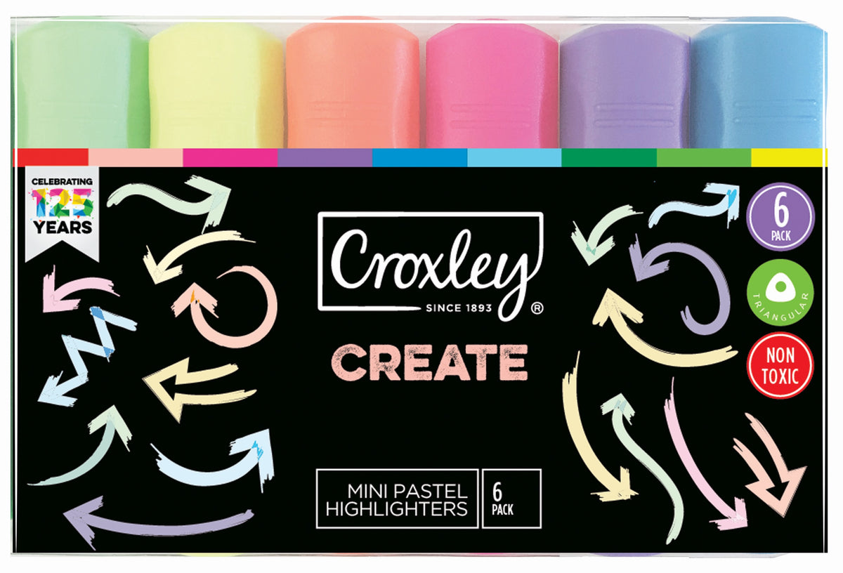 CROXLEY CREATE Mini Pastel  Highlighters Box 6
