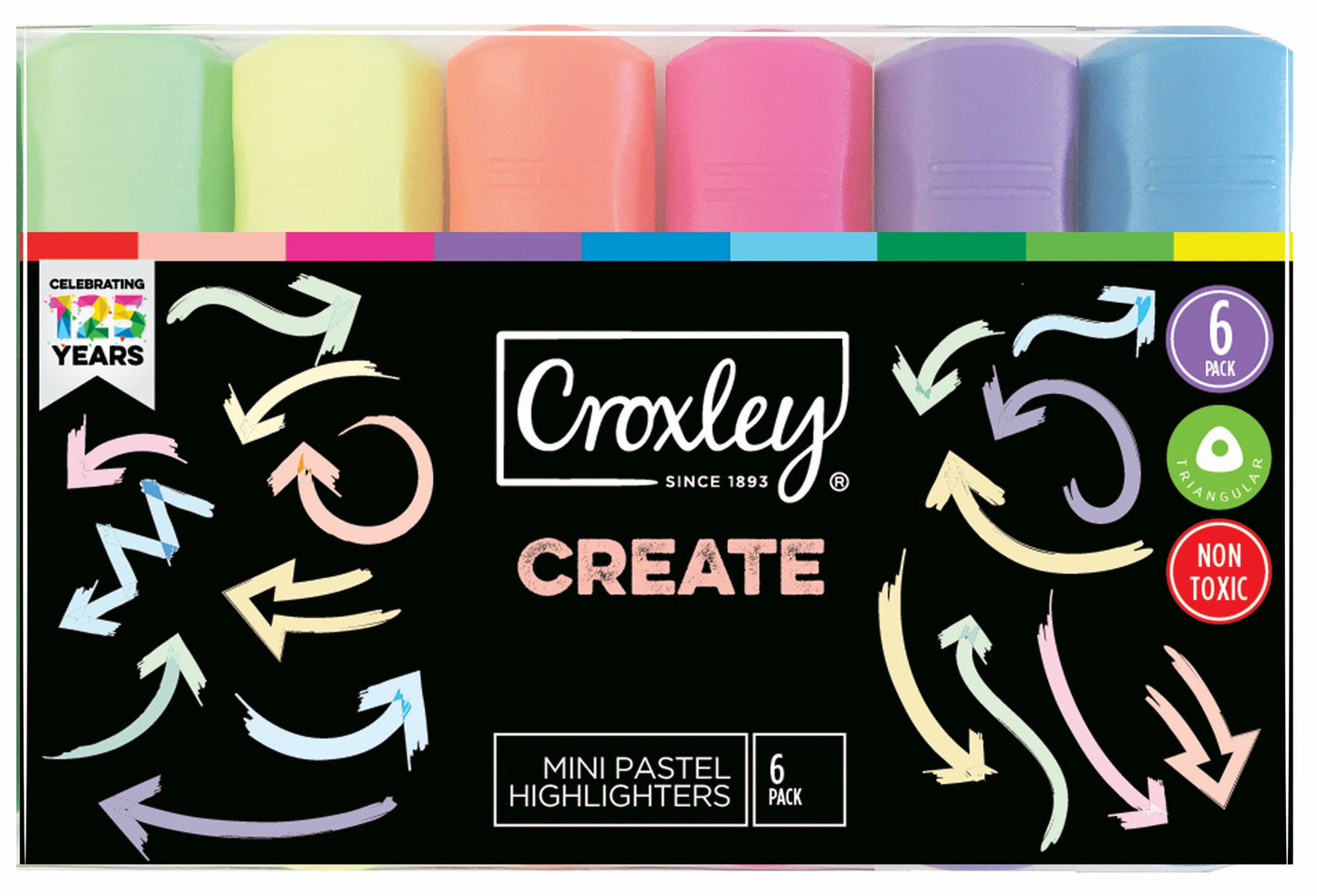 CROXLEY CREATE Mini Pastel  Highlighters Box 6