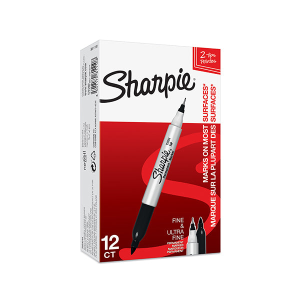 SHARPIE Twin Tip Marker - Blk (Each)