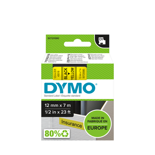 DYMO D1 Labelling Tape -  Removable Polyester - Blue on White - 24mmx7m