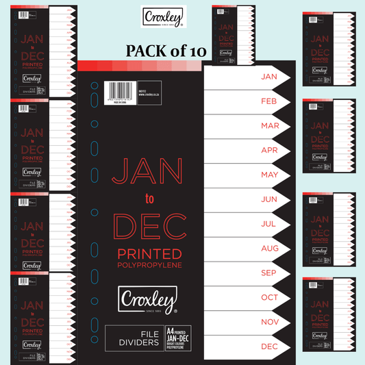 Croxley Indices Printed Jan-Dec Divider Set (IND1112) Set of 10