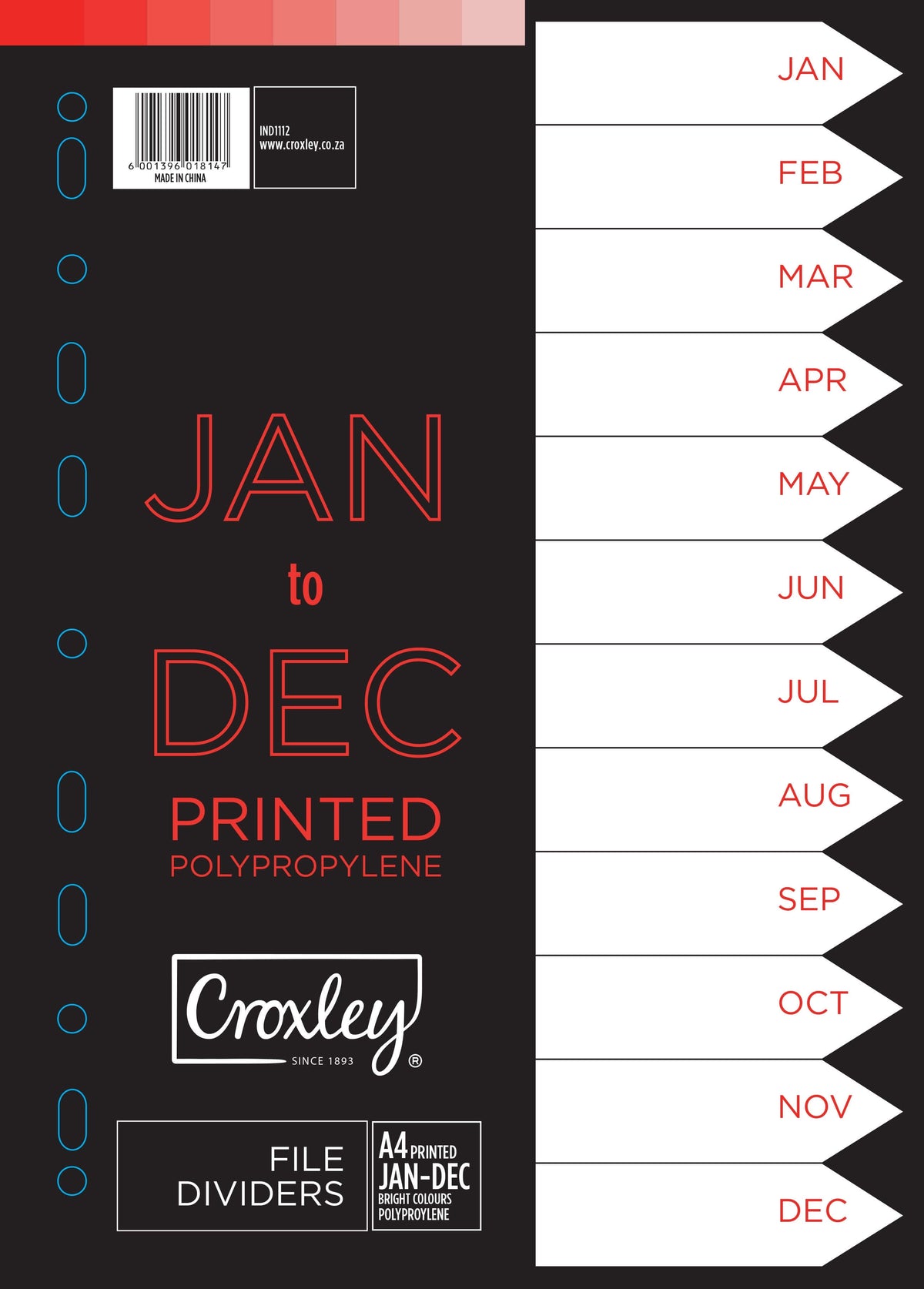 Croxley Indices Printed Jan-Dec Divider Set (IND1112) Each