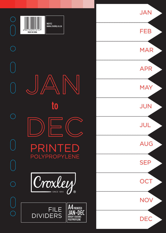Croxley Indices Printed Jan-Dec Divider Set (IND1112) Each