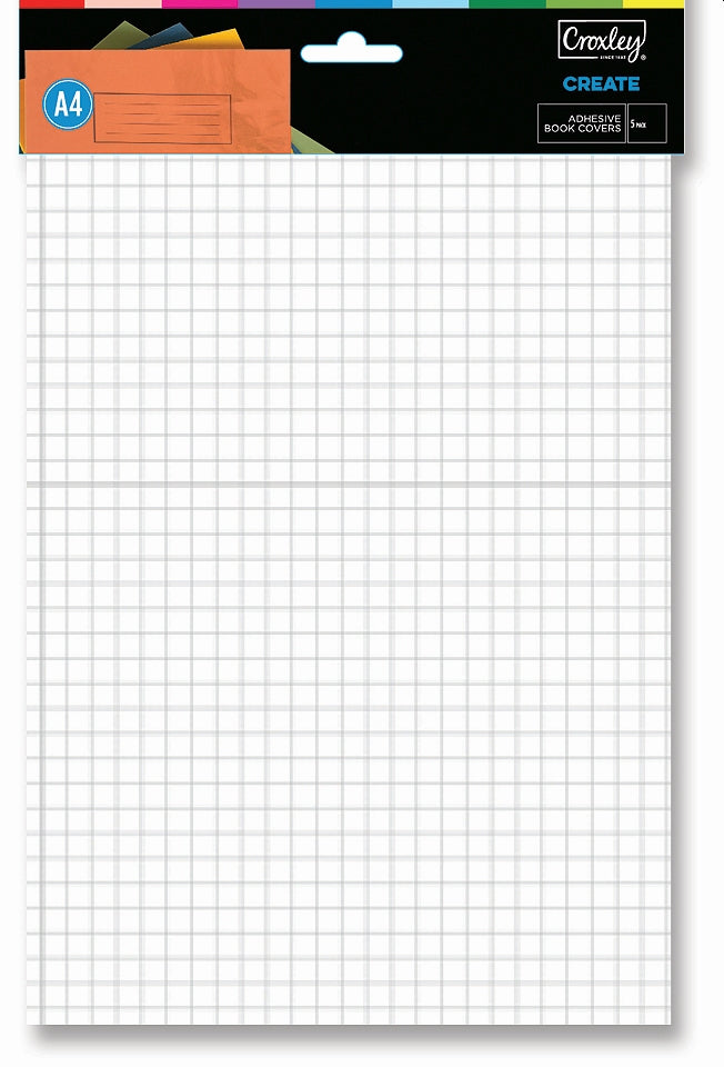 CROXLEY Pre Cut A4 Self Adhesive Book Cover - 5Pk - 40Mic