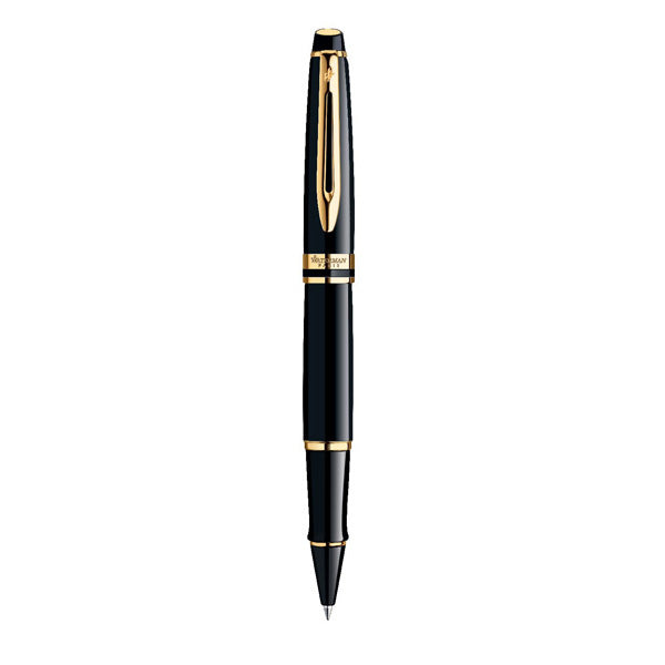 WATERMAN Expert Rollerball Pen - Lacquer Black Gold Trim
