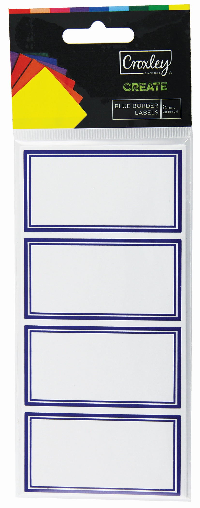 CROXLEY CREATE Blue Border Labels  - Strip of 24 Labels