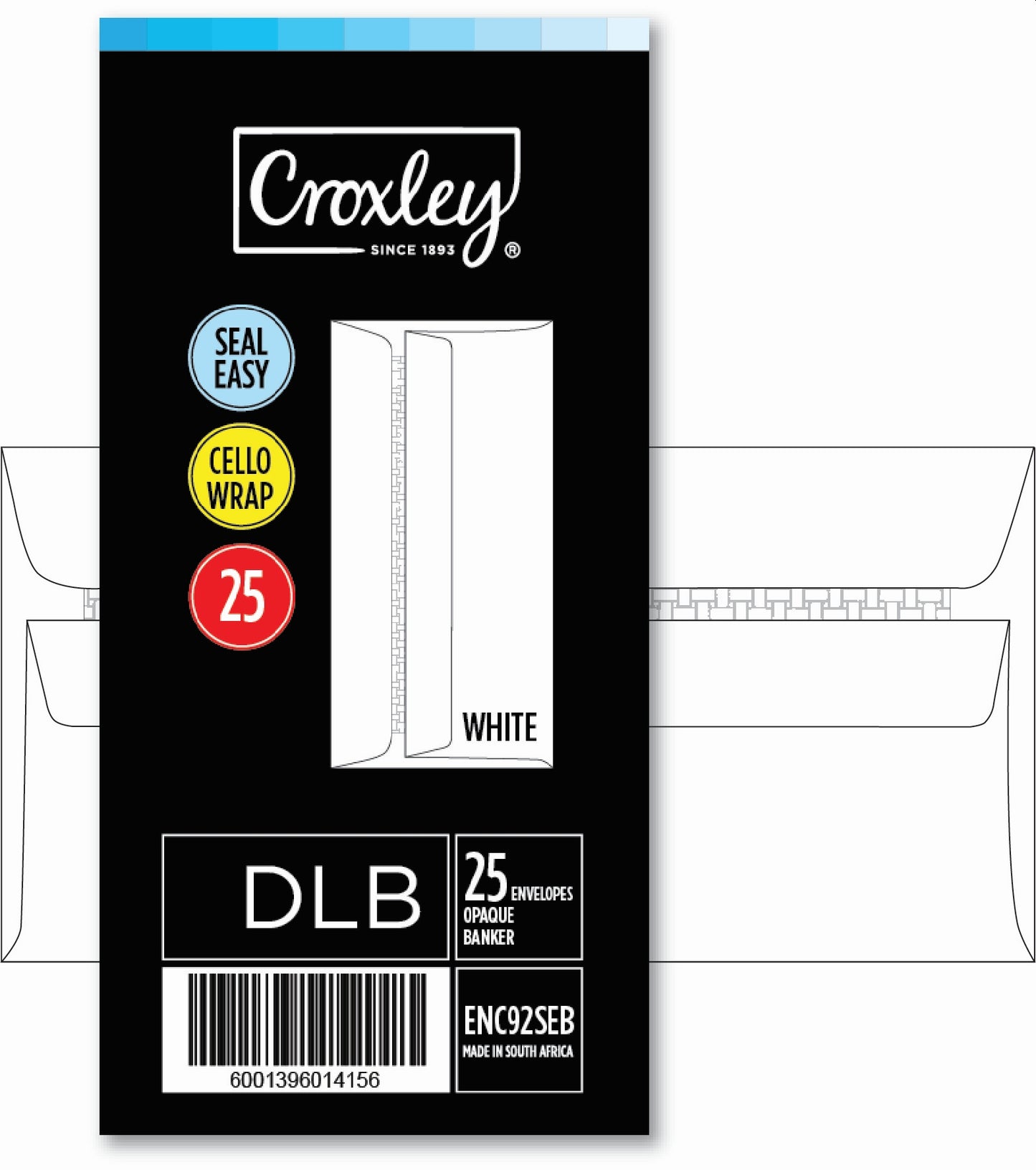 CROXLEY JD92SEBC DLB (Banker) White Seal Easi Envelopes - Cellowrapped 25's (Box of 20 Packets)