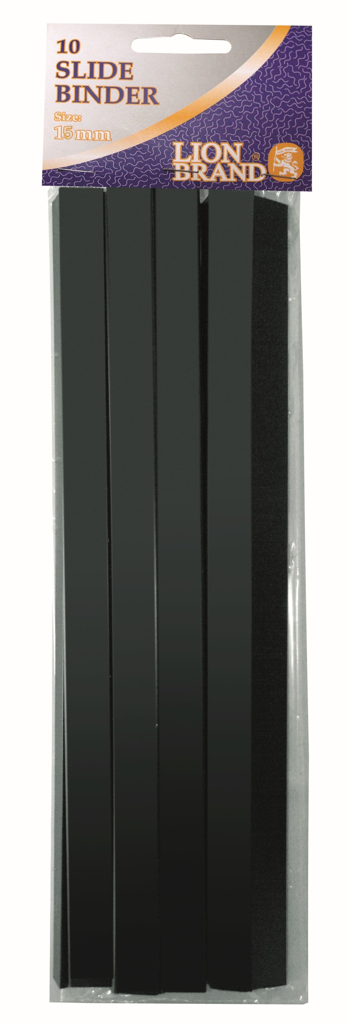 LION BRAND Slide Binder - 15mm (Black) (Pack of 10)