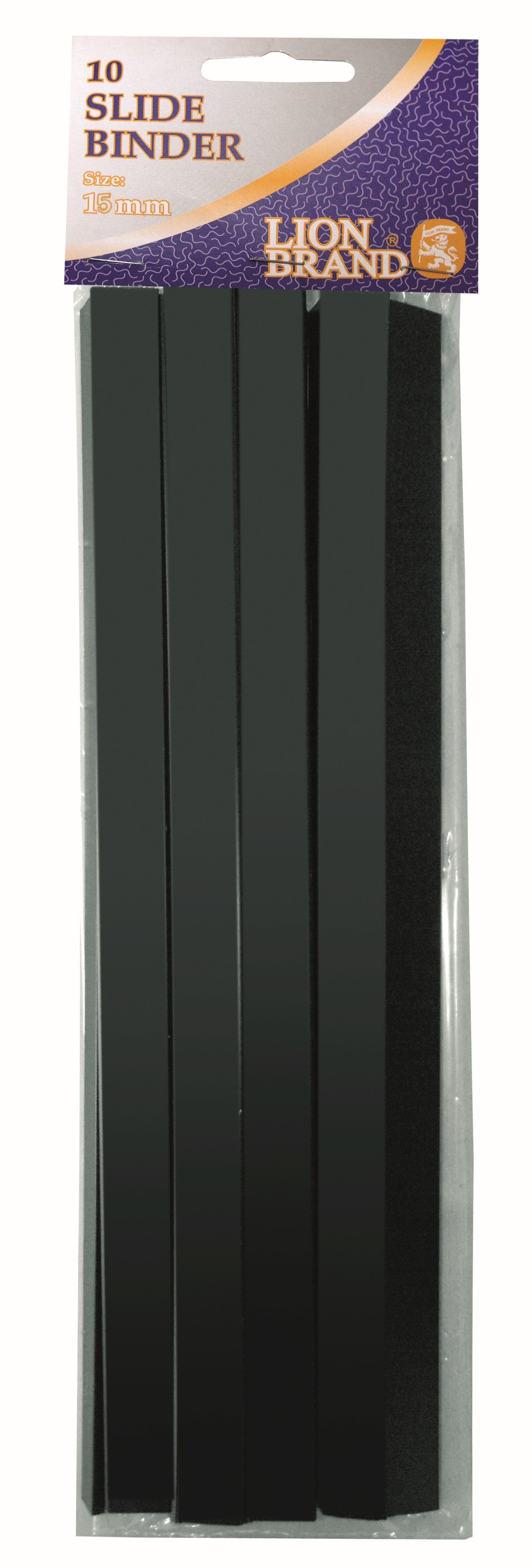 LION BRAND Slide Binder - 15mm (Black) (Pack of 10)
