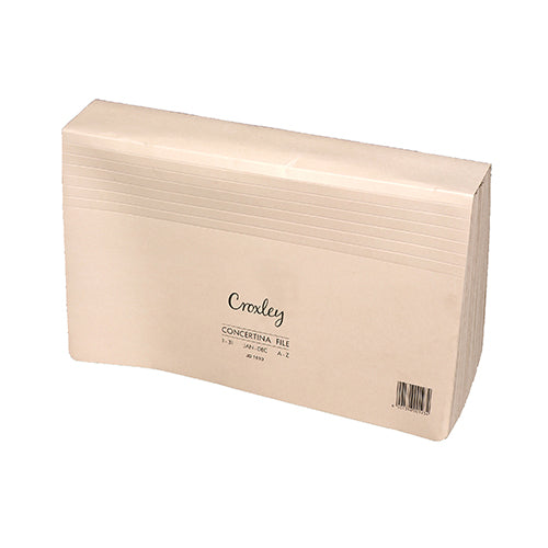 CROXLEY JD1610 Concertina File Kraft 31 Compartment A-Z;1-31;Q1-4 Each