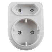 Ellies 2 Way Adaptor with Schuko - white electrical adapter for connecting devices.