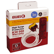 Ellies 4 Way High Surge Extension Lead 3M with 4 sockets and R30,000 warranty for safe power protection.