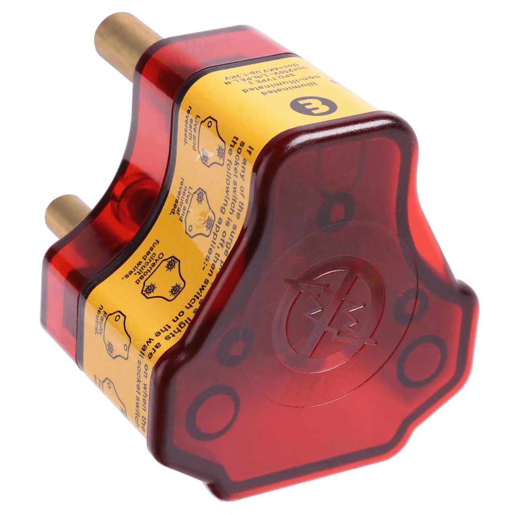 Ellies re-wireable high surge plug top with a red design and label, ideal for electrical safety and flexibility.