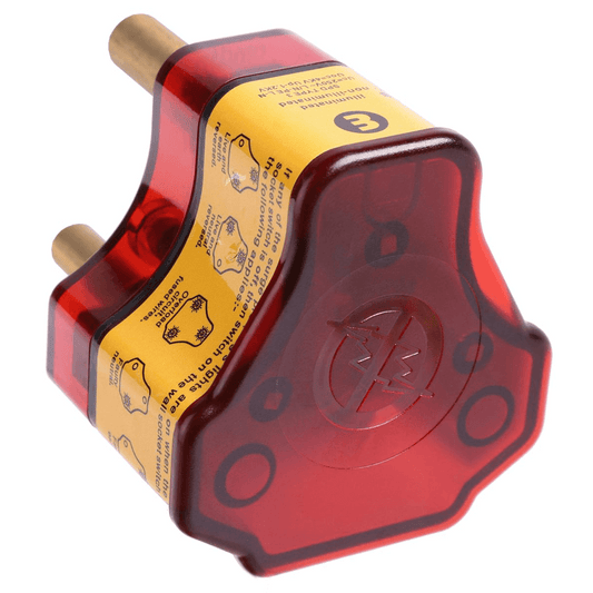 Ellies re-wireable high surge plug top with a red design and label, ideal for electrical safety and flexibility.