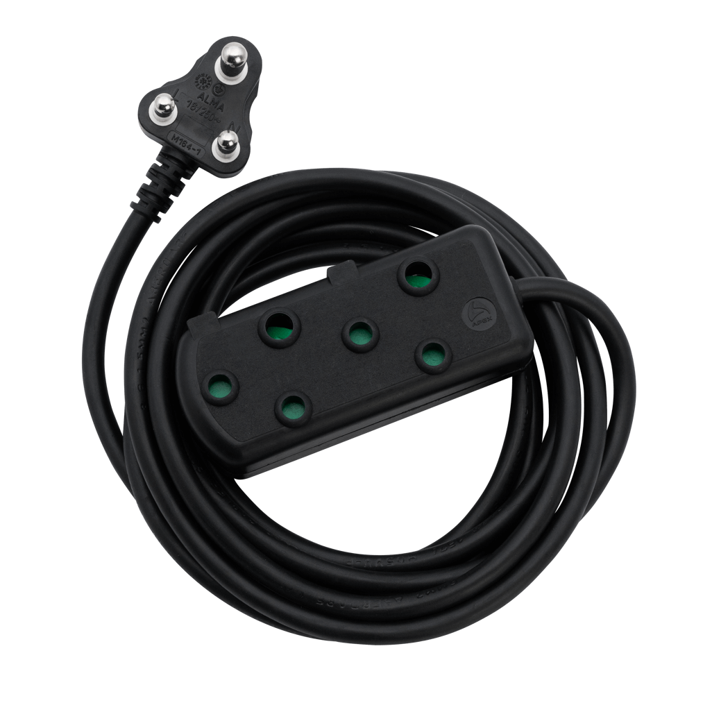 Ellies Side by Side Heavy Duty Extension Lead-20M with multiple sockets and a durable black cable.