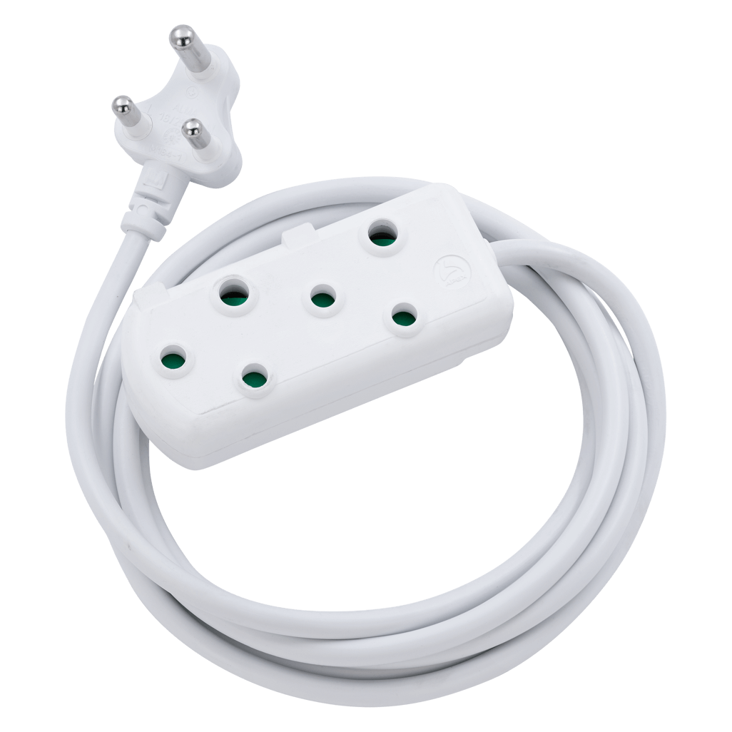 Ellies Side by Side Heavy Duty Extension Lead-3M with multiple outlets and a white cable for reliable power extension.