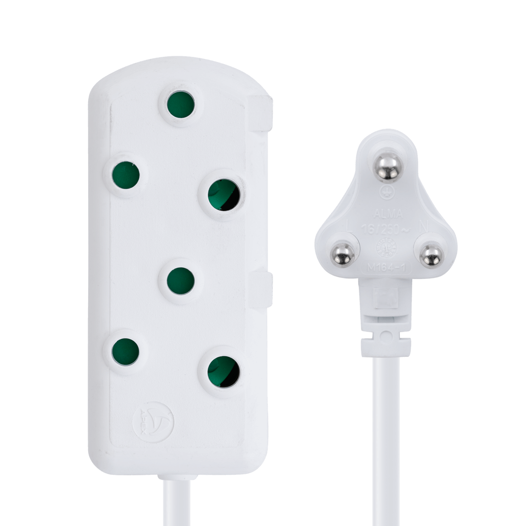 Ellies Side by Side Light Duty Extension Lead-5M with multiple sockets and plug, designed for safe electrical use.