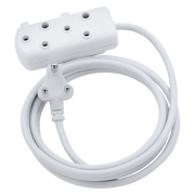 Ellies Side by Side Light Duty Extension Lead-5M with multiple sockets and a white cord