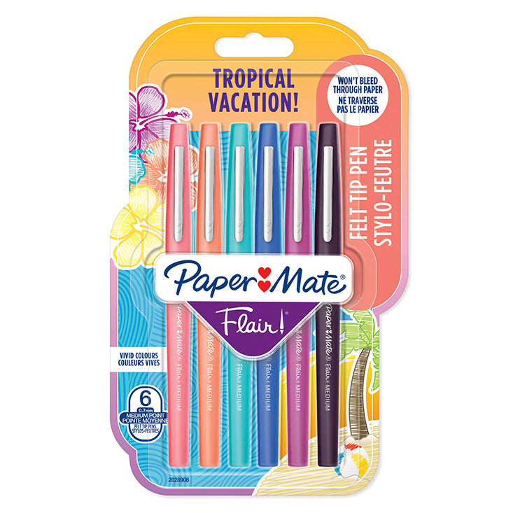 PAPER MATE Flair Tropical Medium 0.7mm 6's
