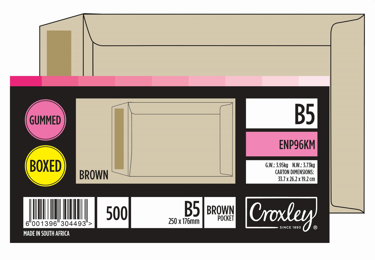 CROXLEY JD96KM B5 Brown Gummed Envelopes - Unbanded (Box of 500)