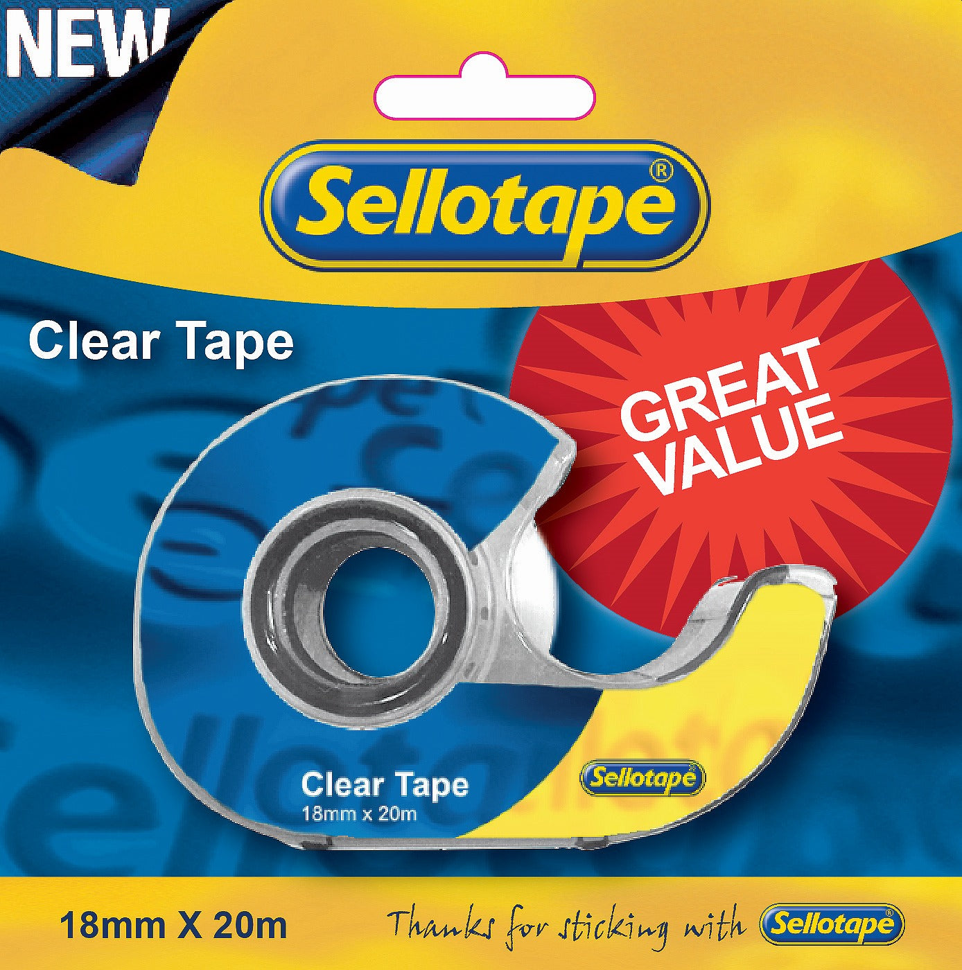 SELLOTAPE Clear Tape 18x20 with Casette Dispenser Carde Each