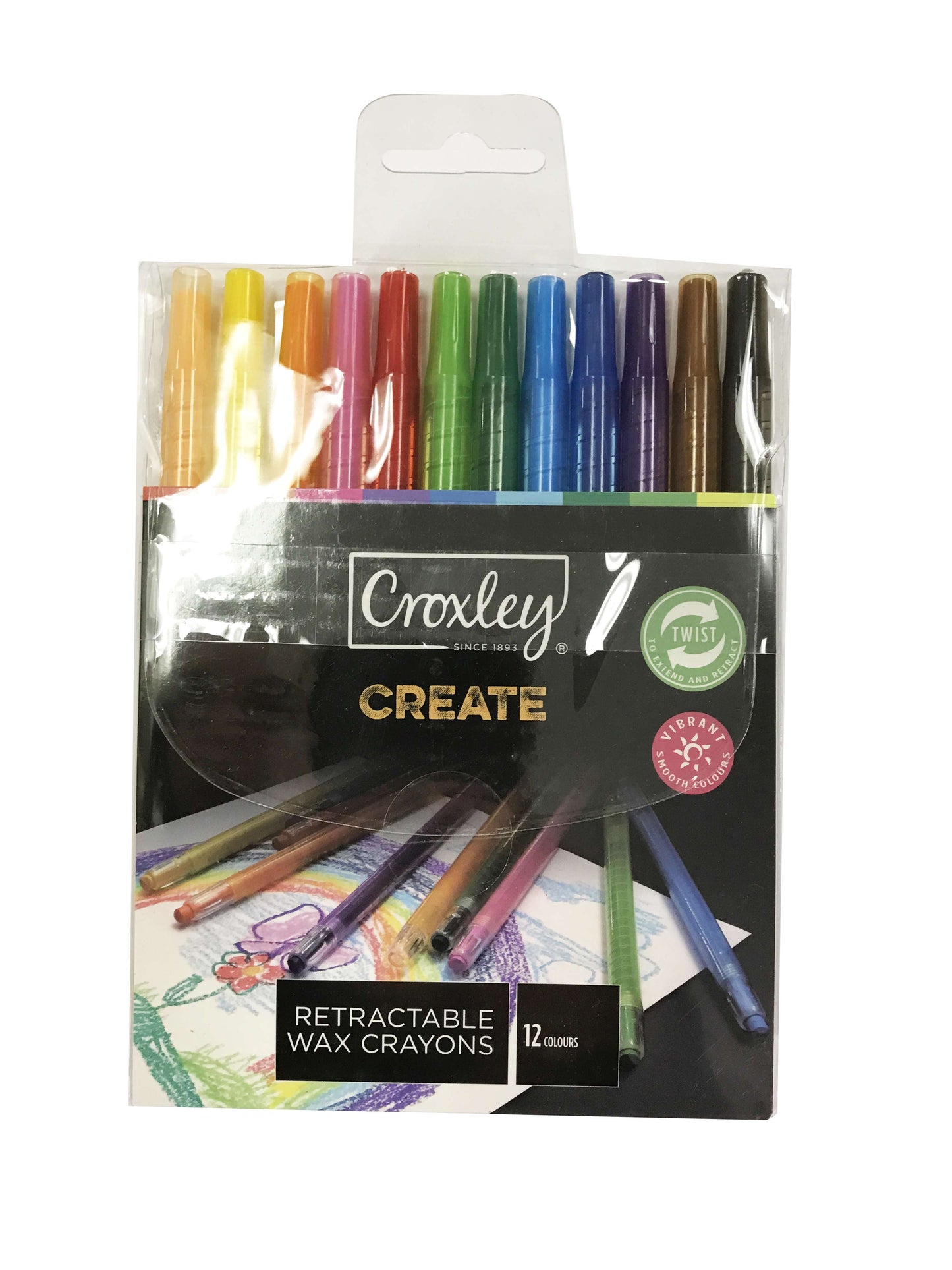 CROXLEY CREATE Retractable Wax Crayons (Wallet of 12 Colours)