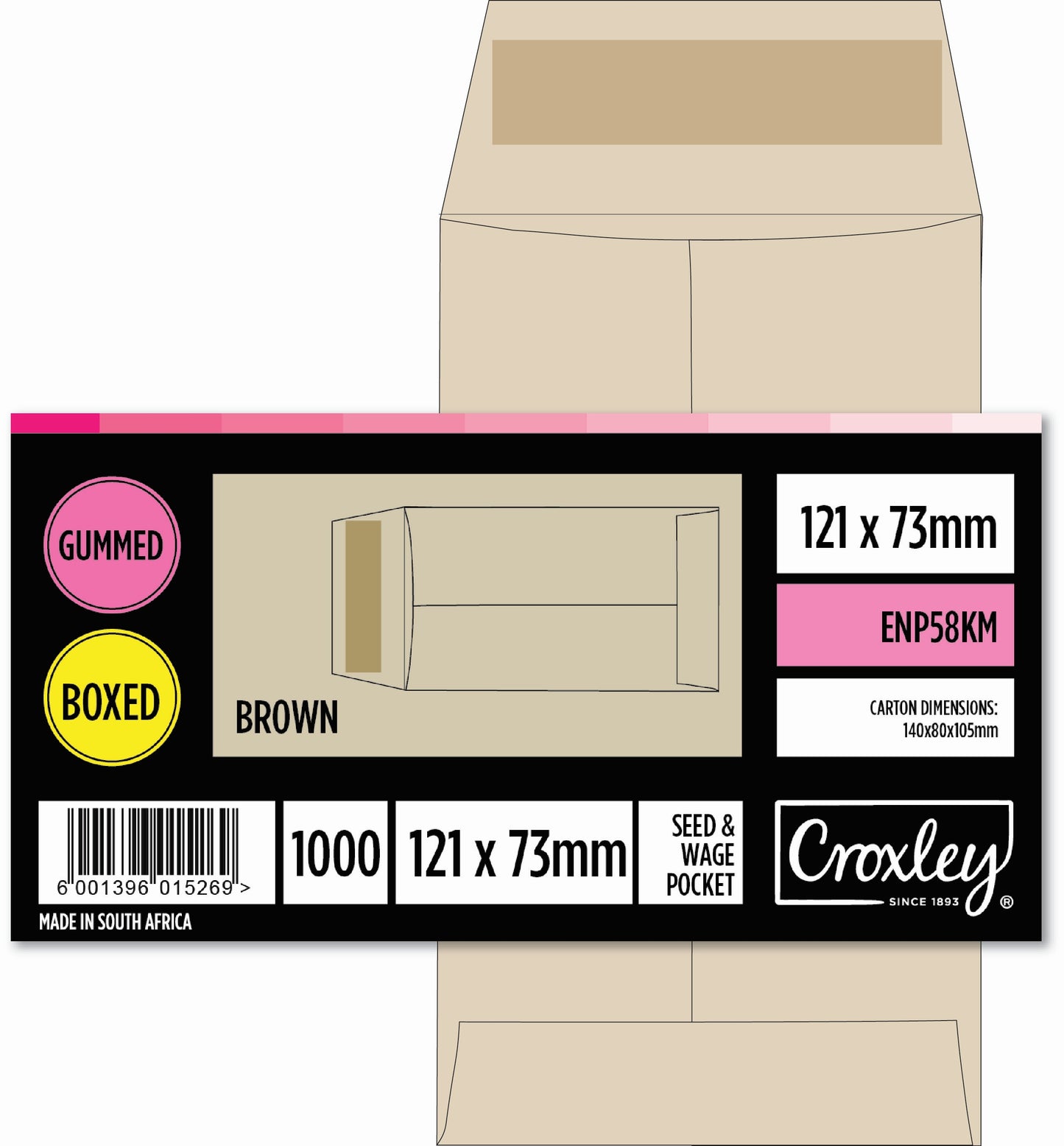 CROXLEY JD58KM Seed And Wage Pockets Brown - No.58 - 121x73 (Box of 1000)