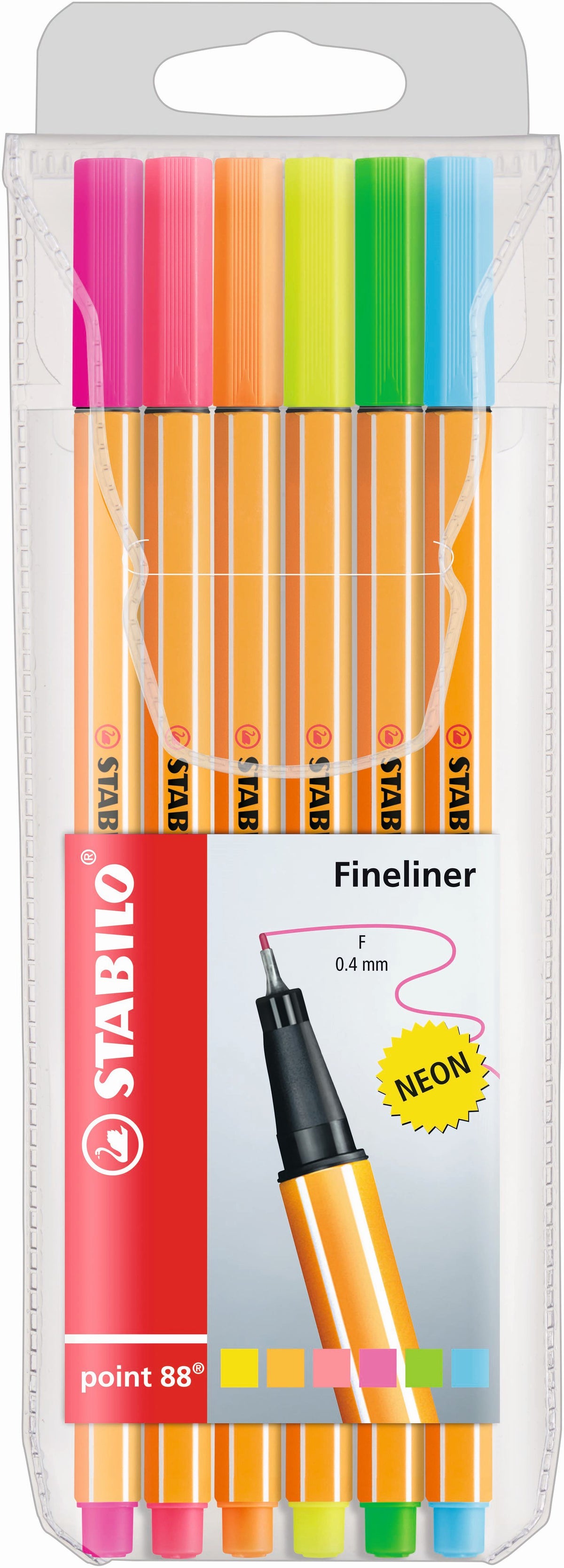 STABILO Point 88 Fineliner  Assorted Neon Wallet 6's