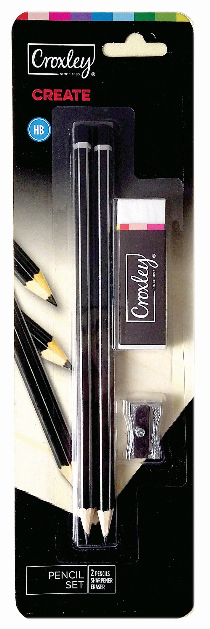 CROXLEY CREATE 2xHB Pencil Value Pack + Eraser +  Sharpener