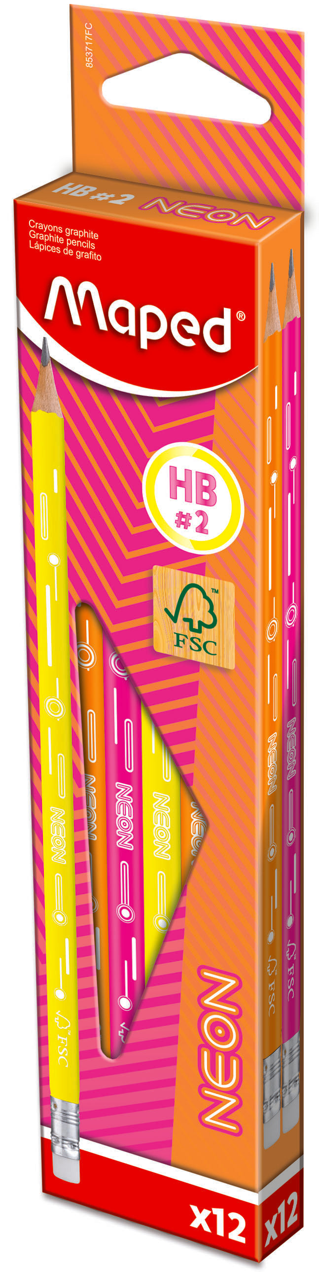 MAPED Neon Graphite HB Pencil with Eraser