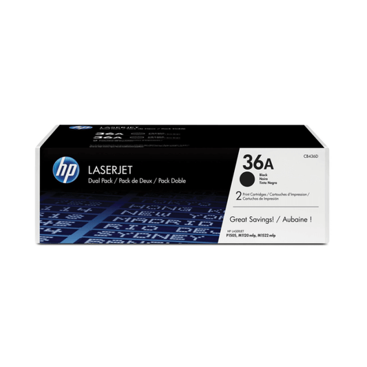 HP 36A 2-pack Black Original LaserJet Toner Cartridges Per cartridge: 2 000 pgs