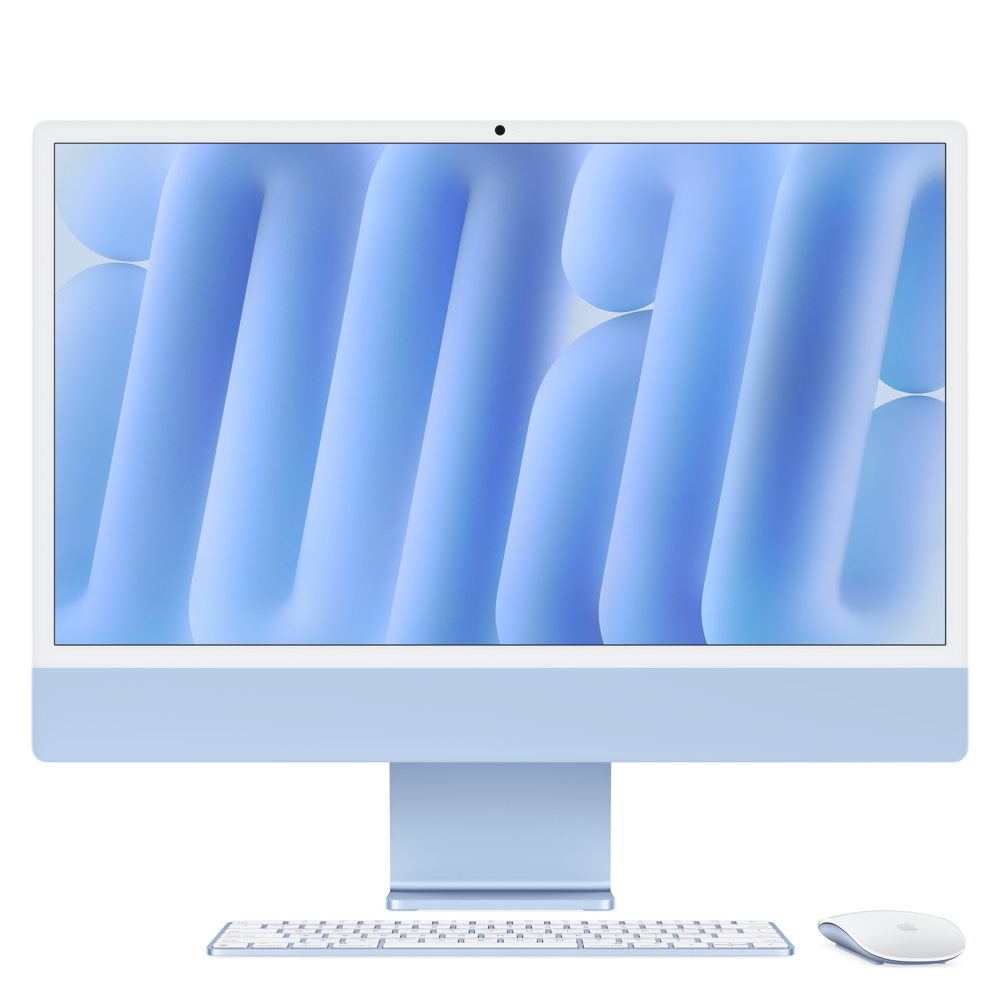 24-inch iMac with Retina 4.5K Display: Apple M4 Chip with 10-Core CPU and 10-Core GPU, 16GB, 512GB SSD - Blue