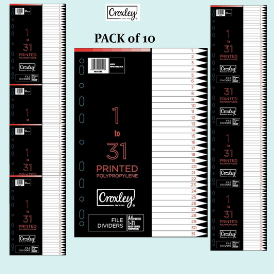 CROXLEY Indices Polypropylene - Printed 1-31 Divider Set - pack of 10