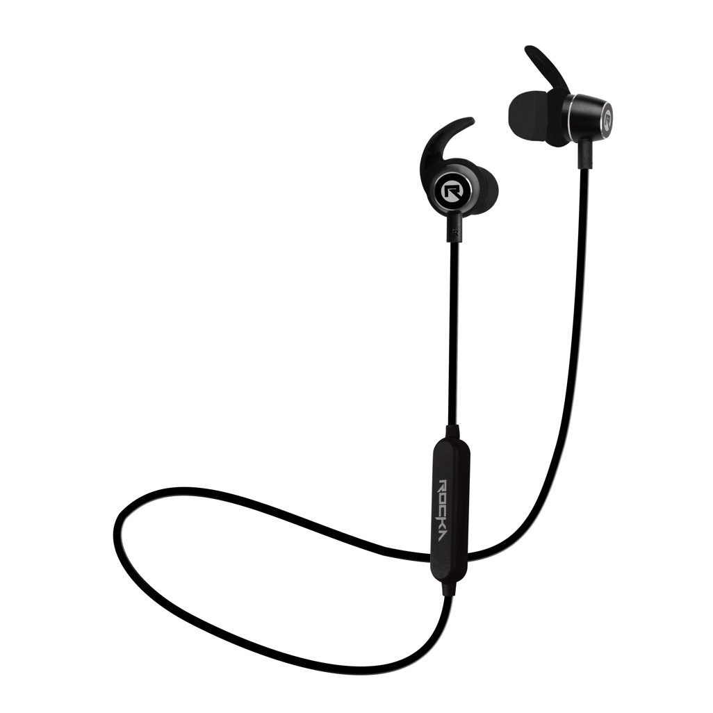 Rocka Luxe Plus Bluetooth Earphones with Micro SD Card Slot - Black