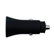 Rugged by Volkano Dual USB Car Charger with QC3.0 and PD, sleek black design for fast charging on the go.