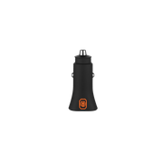 Rugged by Volkano Dual USB Car Charger with QC3.0 and PD, compact black design for fast charging on the go.