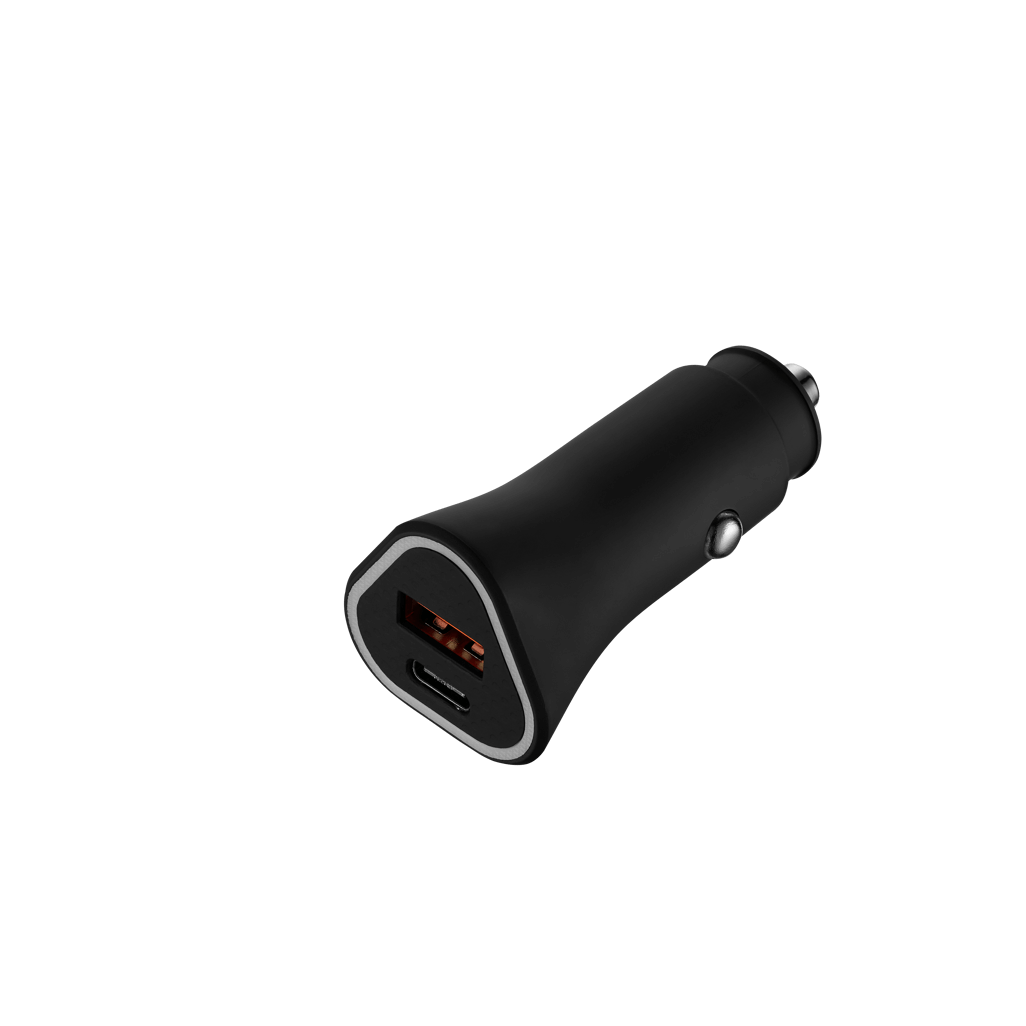 Rugged by Volkano dual USB car charger featuring QC3.0 and PD for fast device charging while driving.