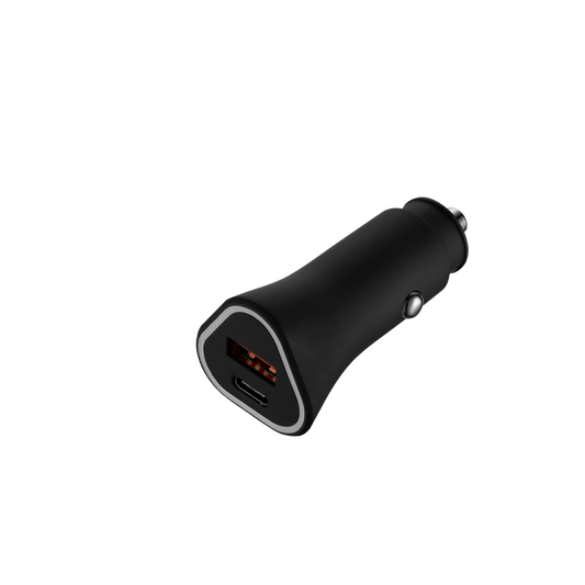 Rugged by Volkano dual USB car charger featuring QC3.0 and PD for fast device charging while driving.