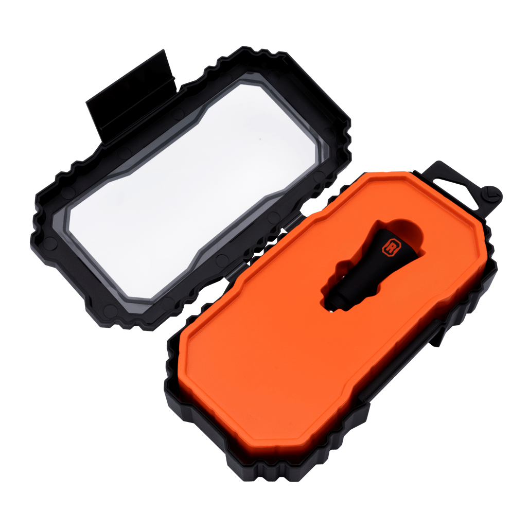 Rugged by Volkano Dual USB Car Charger with QC3.0 and PD in protective packaging, showcasing its durable design.