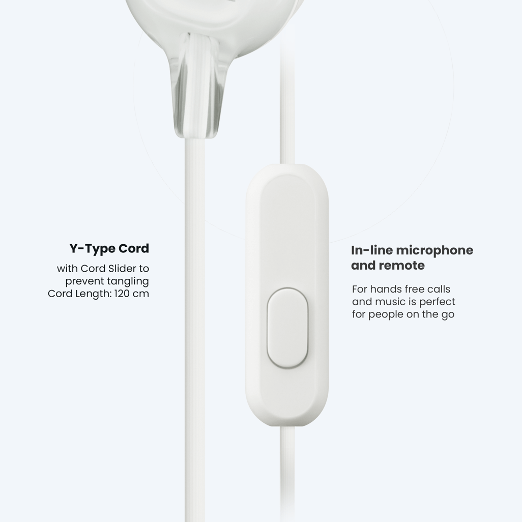 Sony MDR-EX15AP (White) InEar Earphone with Mic for iPhone - Android - Blackberry