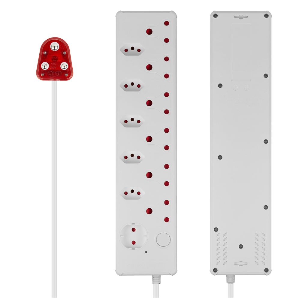 SWITCHED 12-way High Surge Multiplug 0.5m - White
